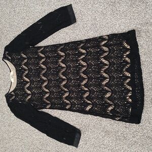 NWT Lola Black Lace Long Sleeve Minidress